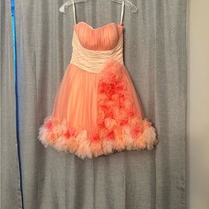 Peach Kids Dress with Floral Accents